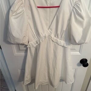 Elegant White Puff Sleeve Dress